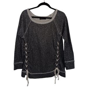 Miracle Berry Sweater with Lace Up Detail, Charcoal Grey Heather, M, EUC!
